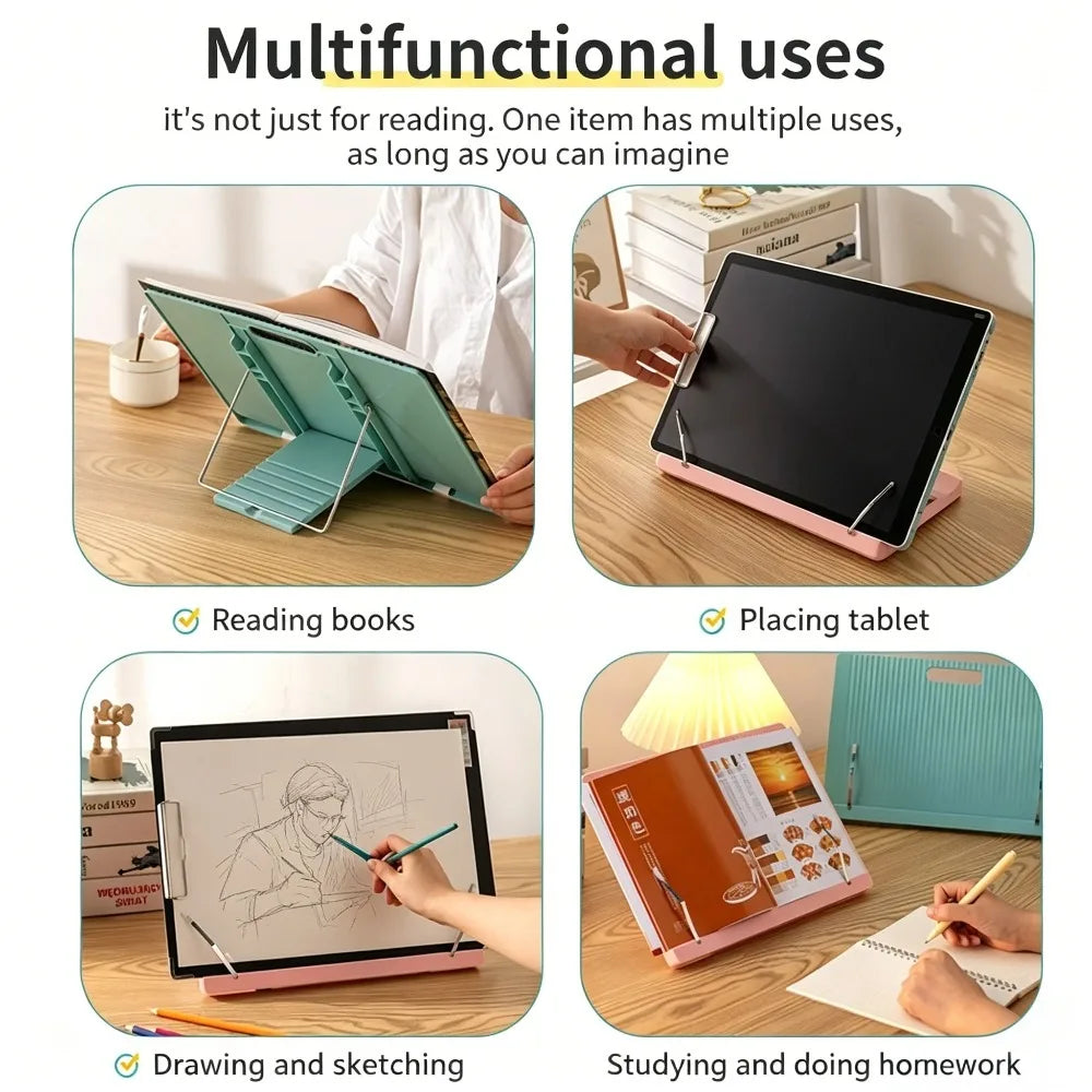 Adjustable Portable Folding Bookend Stand Reading Book Stand Books Recipe Shelf Folding Holder Organizer for Music Score Tablet