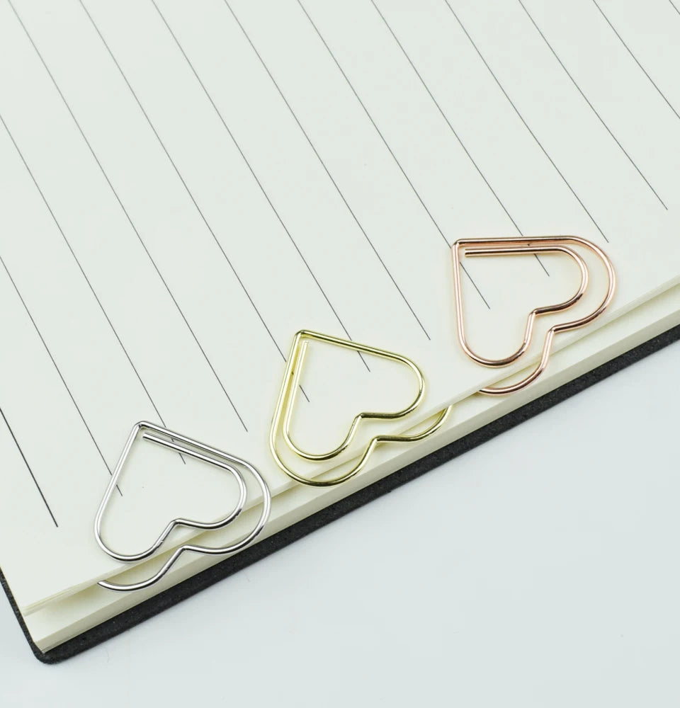 12-Piece Set Heart Paper Clips Colorful Binder for Love Notes Journaling DIY Craft School Supplies Office Organizing Party Favor