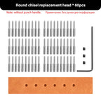 WUTA Multifunctional Leather Hole Punch Round Pricking Iron Stitching Punching Chisel Interchangeable Head Leather Craft Tools
