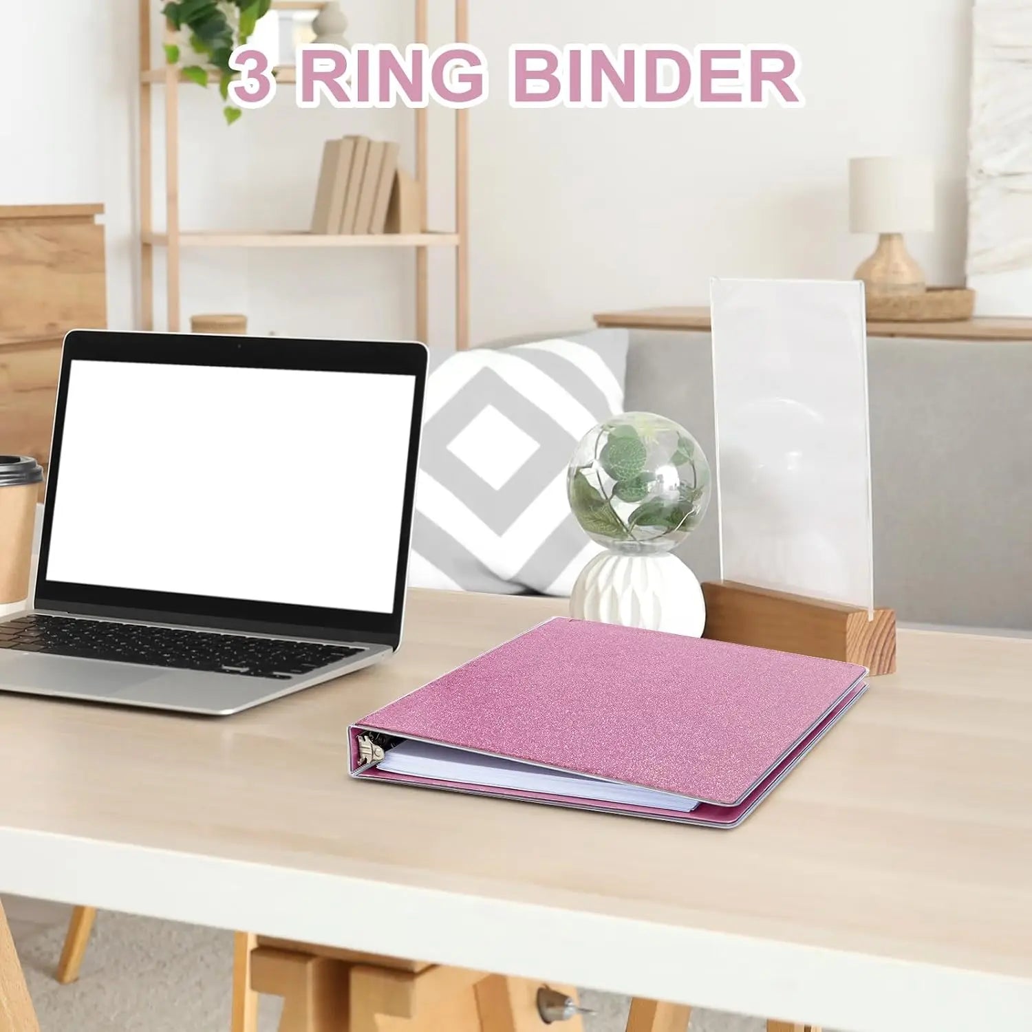 3 Ring Binder 1 Inch with 2 Pockets, Waterproof, Fashion View Binder for Office Supplies