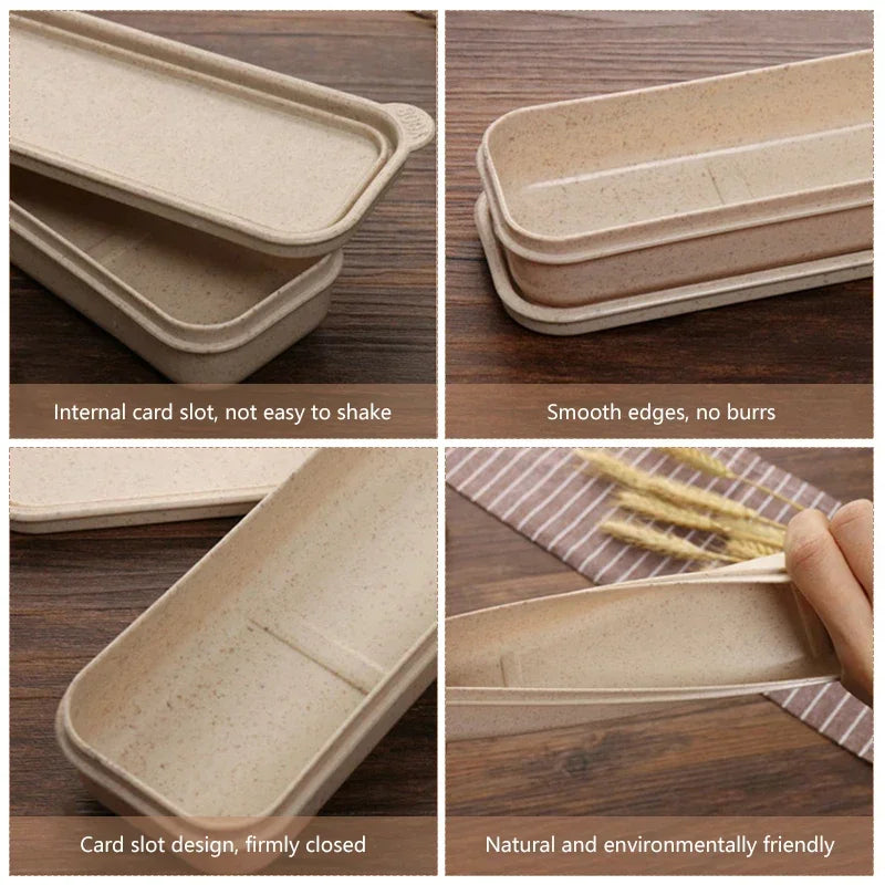 Portable Travel Tableware Eco-friendly Storage Box Case Food Grade Dinnerware Kitchen Fork Spoon Box Kid Cutlery Set Organizer