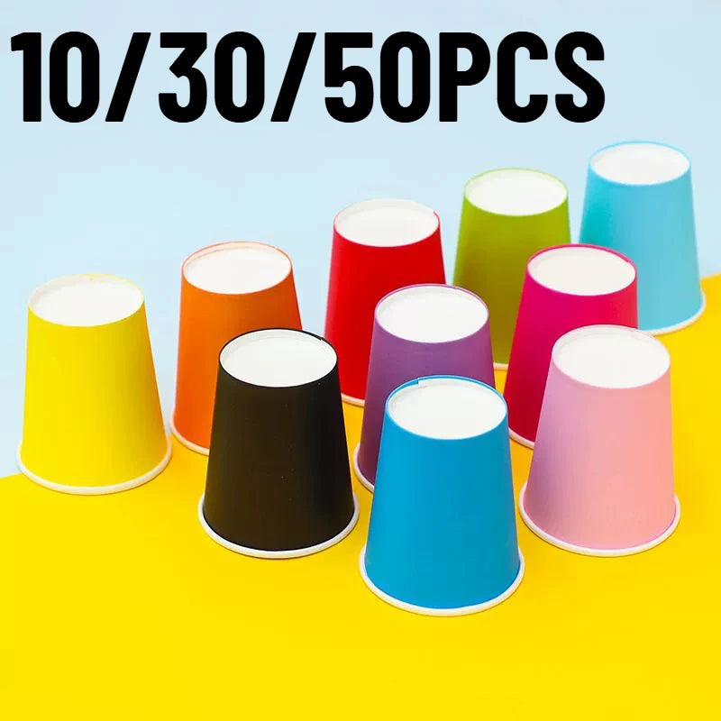 10/30/50PCS Disposable Thick Paper Cups Colored Paper Cups Birthday Parties Wedding Banquets Outdoor Picnics Party Supplies