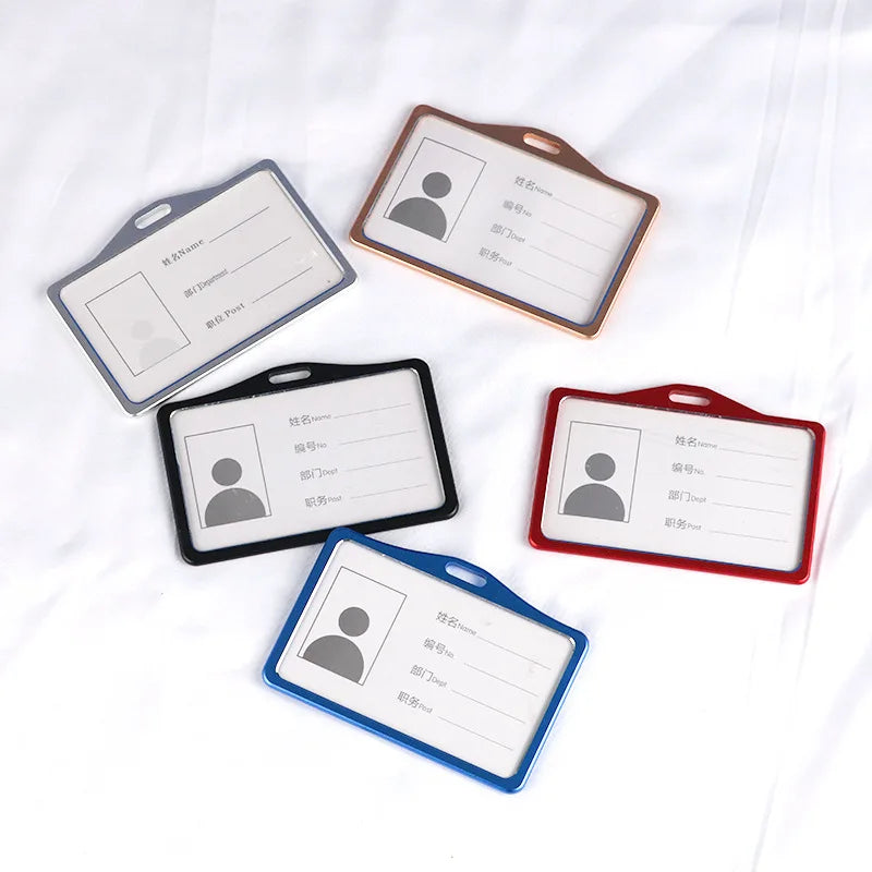 1 Pcs Aluminum Alloy Card Cover Case Bank Business Work Card Holder with ABS Retractable Badge Reel Credit ID Card Badge Bag