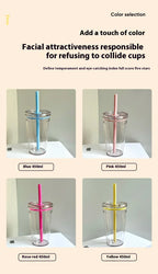 450ML Summer High-value Milk Tea Straw Plastic Cup Transparent Multi-color Thickened Coffee Cup Office Water Cup