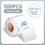 Thermal Label Paper round Sticker White Pure Color Shipping Label Waterproof for Phomemo PM241/PM246S/D520 Label Printer