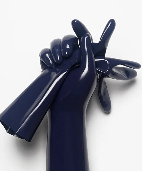 Black Latex Long Gloves Unisex Rubber Full Finger Gloves for Cosplay Club wear