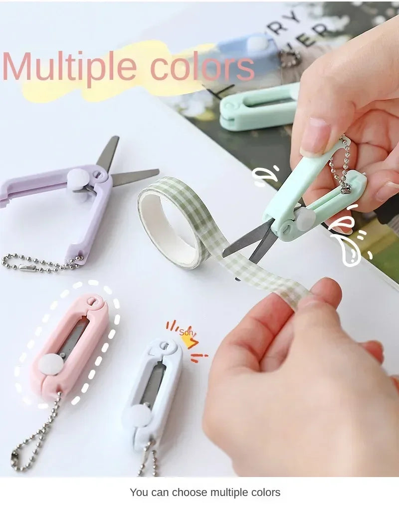 Creative Mini Portable Folding Scissors Morandi Simple Paper-Cutting Art Tool Stationary Scissors Office School Supplies.