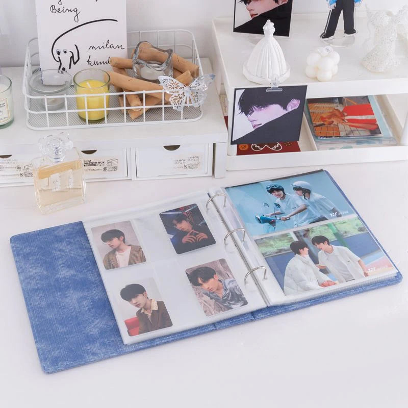 A5 3 Ring PU Leather Binder Kpop Photo Album Refill Pocket 1/2/4/6 3 Inch Photocard Sleeves PVC Free Postcard Collect Book Retro