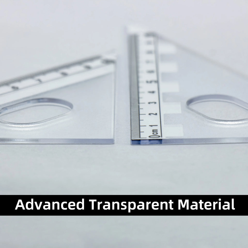 Frosted Ruler Set with Clear Scale - Drawing and Drafting Rulers with Triangle and Protractor for Accurate Measurement