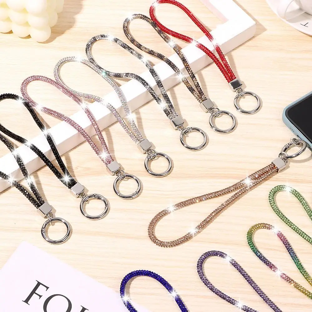 Glitter Rhinestone Phone Lanyard Phone Diamond Crystal Chain Straps Keychain Hanging Anti-lost Rope Mobile Phone Strap