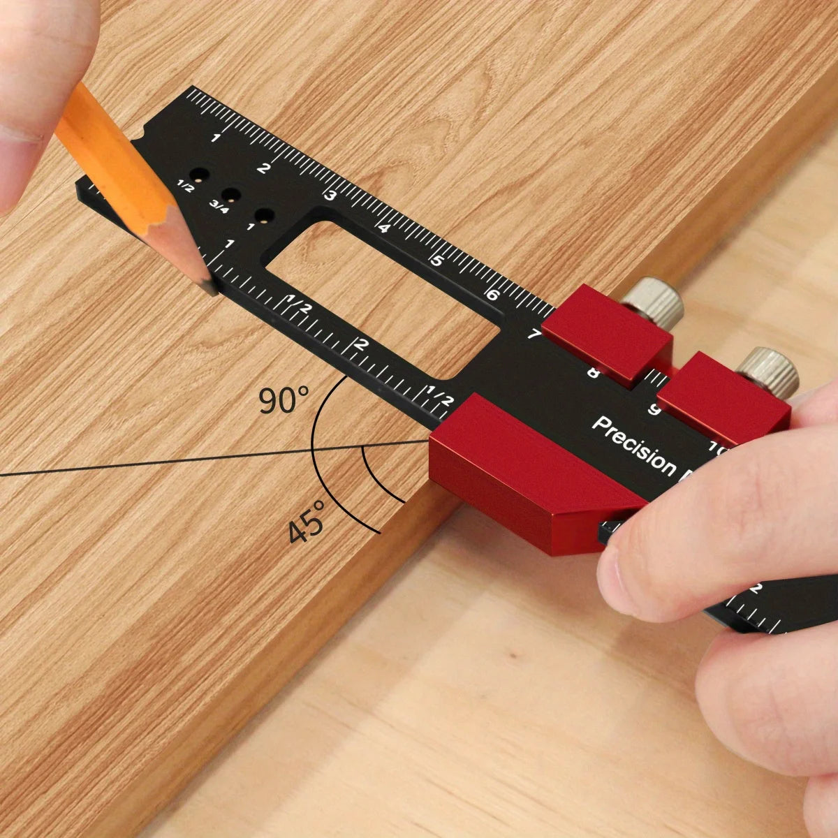 Woodworking Pocket Ruler Aluminum Alloy T-Type Scribing Square Layout Tool,  Accurate Slide Ruler Inch And Metric Measurements
