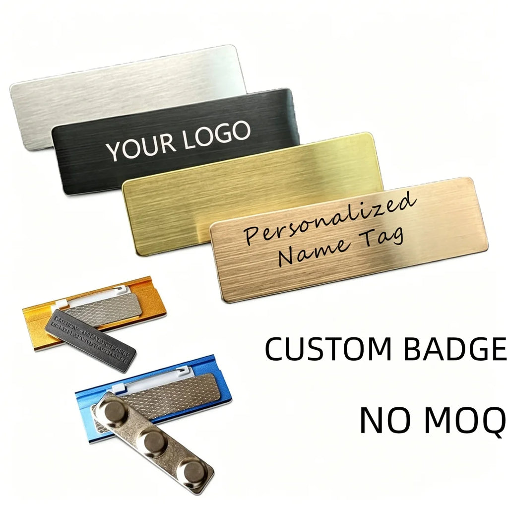 Custom LOGO Blank Zinc Alloy Sublimation Reusable Employee Staff Magnetic Nametag Name Badge with Magnet