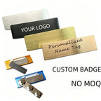 Custom LOGO Blank Zinc Alloy Sublimation Reusable Employee Staff Magnetic Nametag Name Badge with Magnet