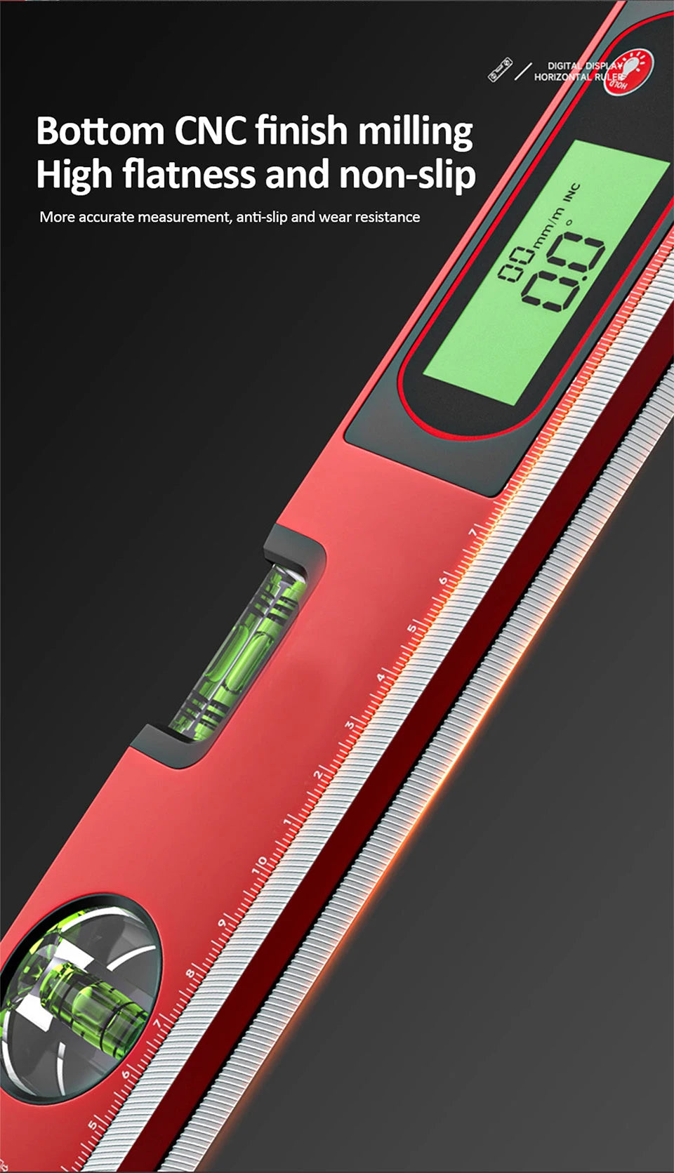 30/40/50cm Electronic Digital Display Level Ruler Magnetic Angle Meter Aluminum Alloy Level Protractor Inclinometer 90 Degree