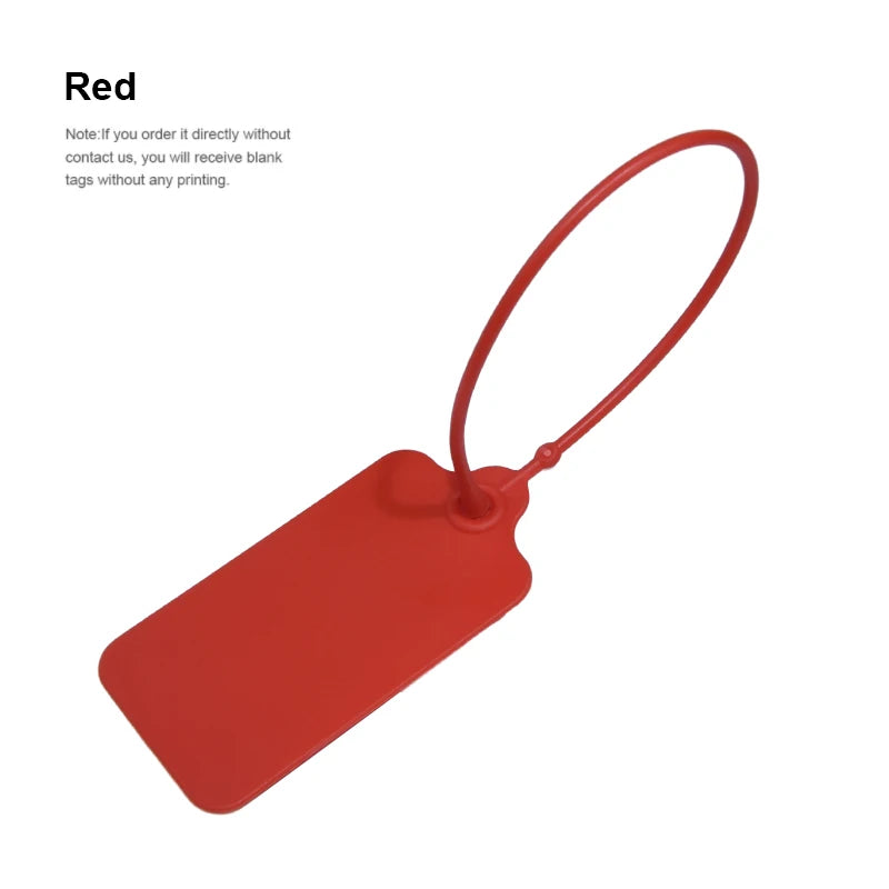 100Pcs Custom Logo Disposable Plastic Security Seals Hang Tags for Clothing Shoes Bags 220mm 8.66"