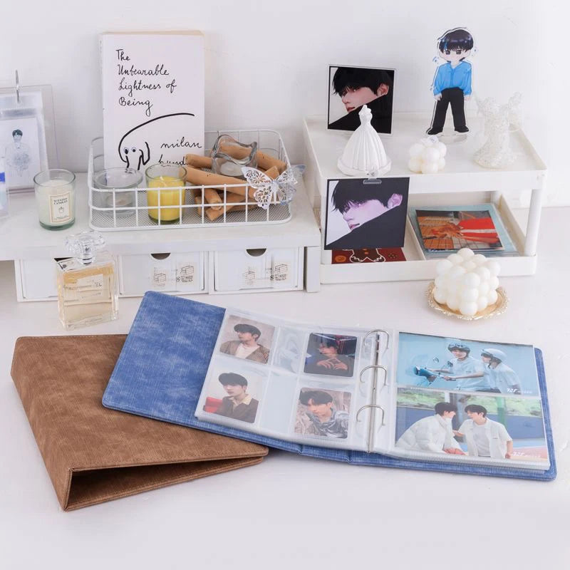A5 3 Ring PU Leather Binder Kpop Photo Album Refill Pocket 1/2/4/6 3 Inch Photocard Sleeves PVC Free Postcard Collect Book Retro