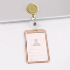1 Pcs Aluminum Alloy Card Cover Case Bank Business Work Card Holder with ABS Retractable Badge Reel Credit ID Card Badge Bag