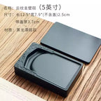 Natural Stone Rectangular Inkstone with Lid - Traditional Chinese Calligraphy Ink Slab, Four Treasures, Handmade Art Gift