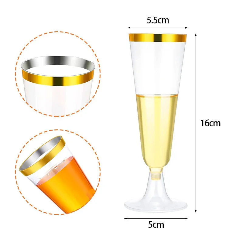15/25/50pcs 150ml Disposable Champagne Glasses Cocktail Glasses Plastic Tall Glasses Martini Glasses for Weddings Party