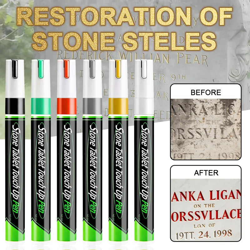 Tombstone Marker Pen Stone Pen for Restoring Faded Grave Inscriptions Waterproof Strong Coverage Ideal for Gravestone Lettering