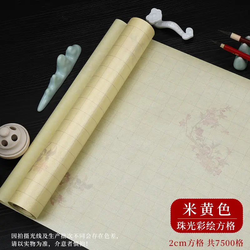 Sumi Art Wax Dye Pearlescent Ink Colorful Half Ripe Rice Paper Xuan Paper Scroll Multicolor Brush Calligraphy Creation Work Roll