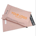 100x Custom LOGO Poly Mailing Bag Pink Mailers Envelopes Plastic Postal Bag Shipping Packages with Handle for Clothing Packaging