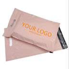 100x Custom LOGO Poly Mailing Bag Pink Mailers Envelopes Plastic Postal Bag Shipping Packages with Handle for Clothing Packaging