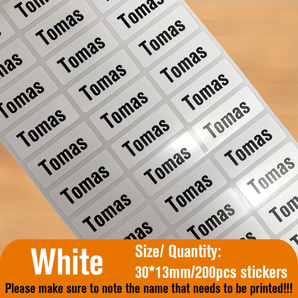 Name Tag Sticker Custom Kawaii Waterproof Adhesive Stationery Decals Personalize First Name Label for Children School Bottle