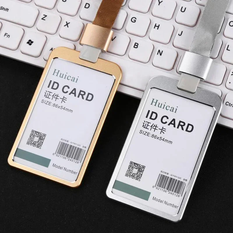 1 Pcs Aluminum Alloy Card Cover Case Bank Business Work Card Holder with ABS Retractable Badge Reel Credit ID Card Badge Bag