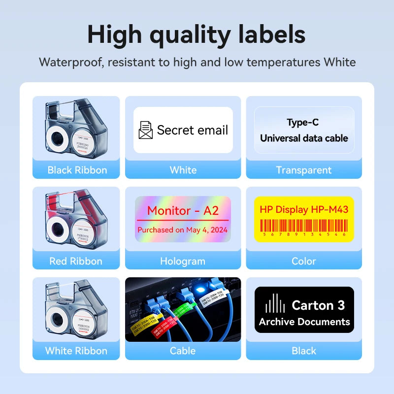 Niimbot N1/B18 Thermal Transfer Label Printer Label Maker with Black Ribbon Paper Tag Sticker for Home Office Jewelry Garden