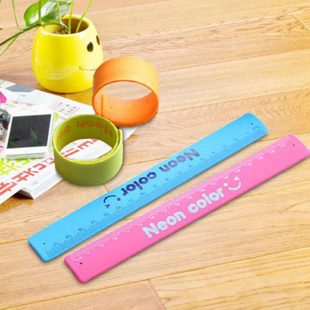 4Pcs 180Mm Flexible Silicone Ruler Bracelet Kids Measure Tool Foldable Pocket Pencil Box Wristband Learning Aid Birthday Gift