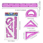 30cm Transparent Soft Ruler Set - 4 Pieces, Multi-Color with Triangle and Protractor, Ideal for Measuring and Drawing