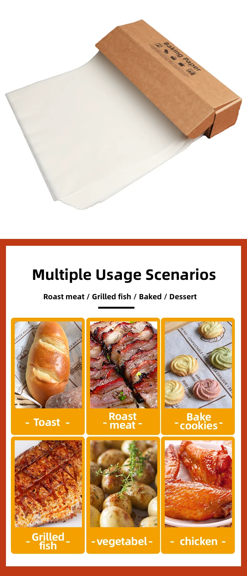 Parchment Paper Baking Paper Non-Stick Precut Square 4” to 12” Baking Sheets Oven Grilling Air Fryer Steaming Bread Cake Cookie