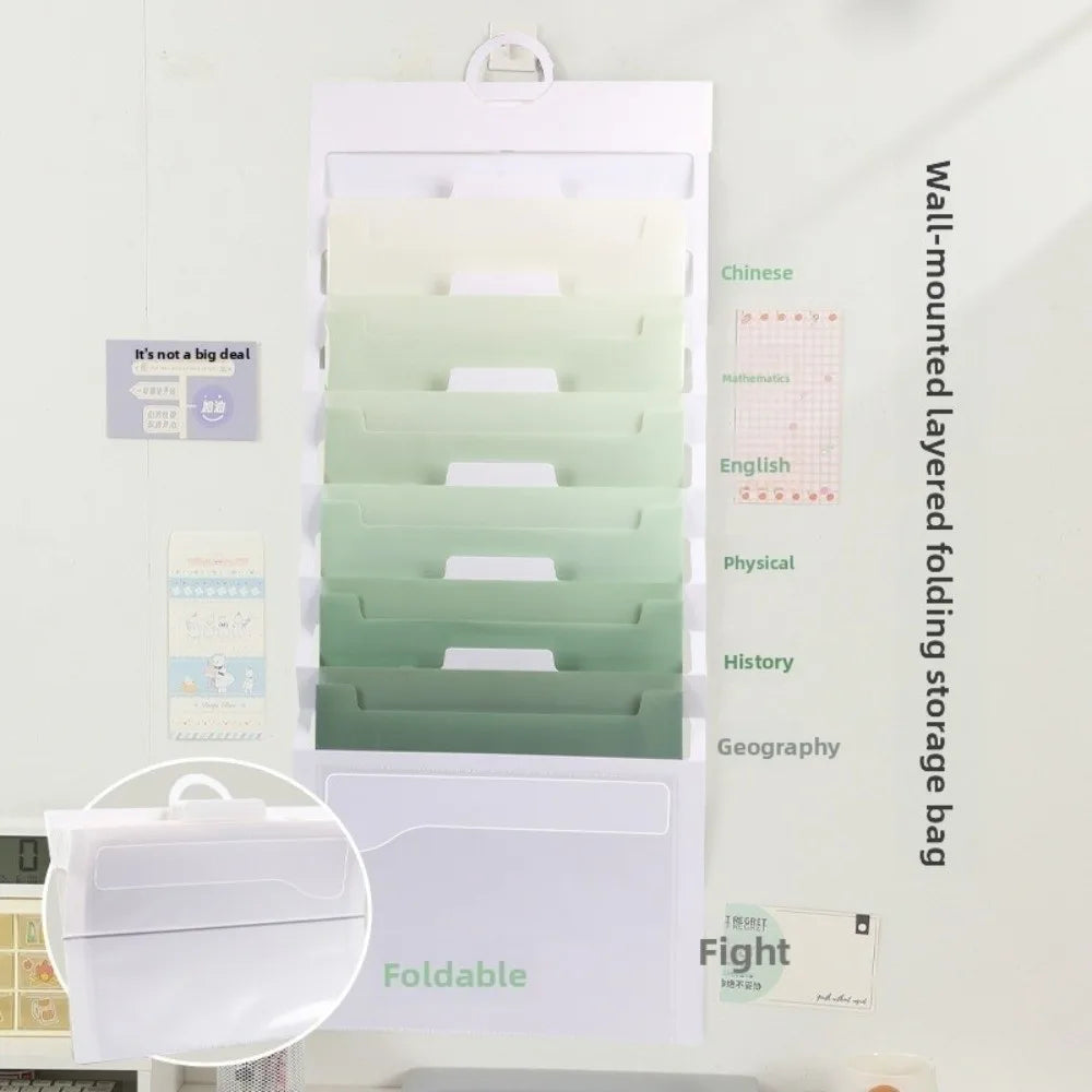 6 Pockets Hanging File Folders Wall Mounted Large Capacity Expandable Accordian Pockets Multi-color File Organizer Magazine