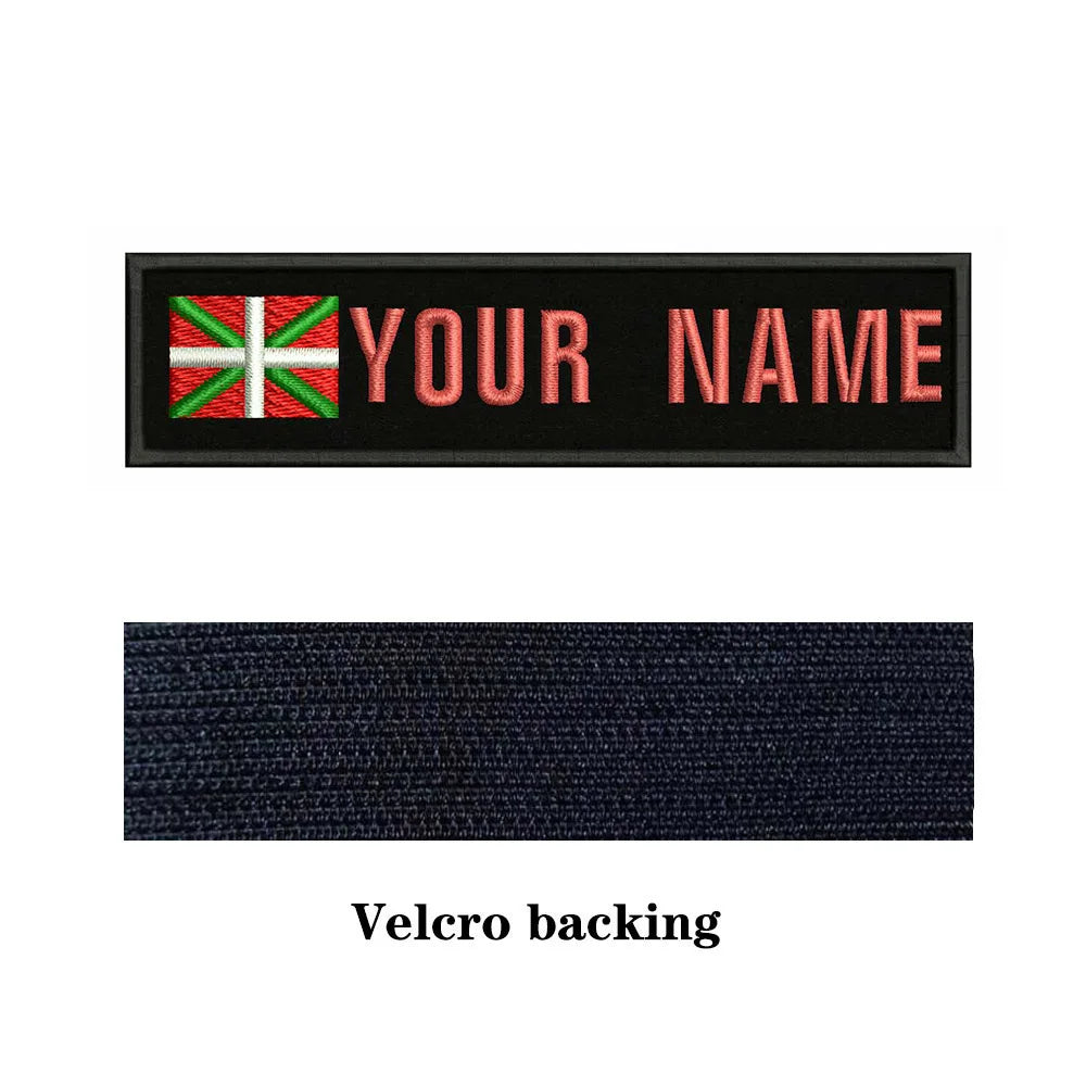 Basque Flag 10X2.5cm Embroidery Custom Name Text Patch Stripes Badge Iron On Or  Patches