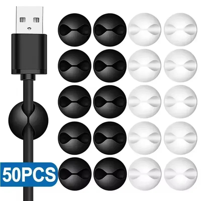 Desktop Cable Clips Portable Adhesive Cable Management Charger Wire Holder Clips Cord Organizers for Home Office Car Nightstand
