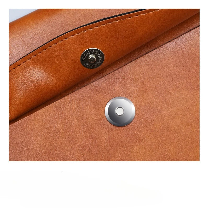 A4 Leather Document Bag Storage Bag  Large Capacity Double-layer File Folder Business Official Briefcase