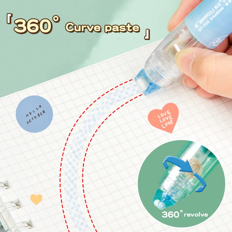 5M Press Spot Glue Pen Correction Tape Double-sided Adhesive High Viscosity Mark Large Capacity Learning Tool