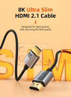 CABLETIME 8K Slim HDMI 2.1 Cable HDMI to HDMI Cable 8K@60Hz 4K@120Hz Ultra HD Resolution 3.8mm Width for Laptop Lenovo Dell