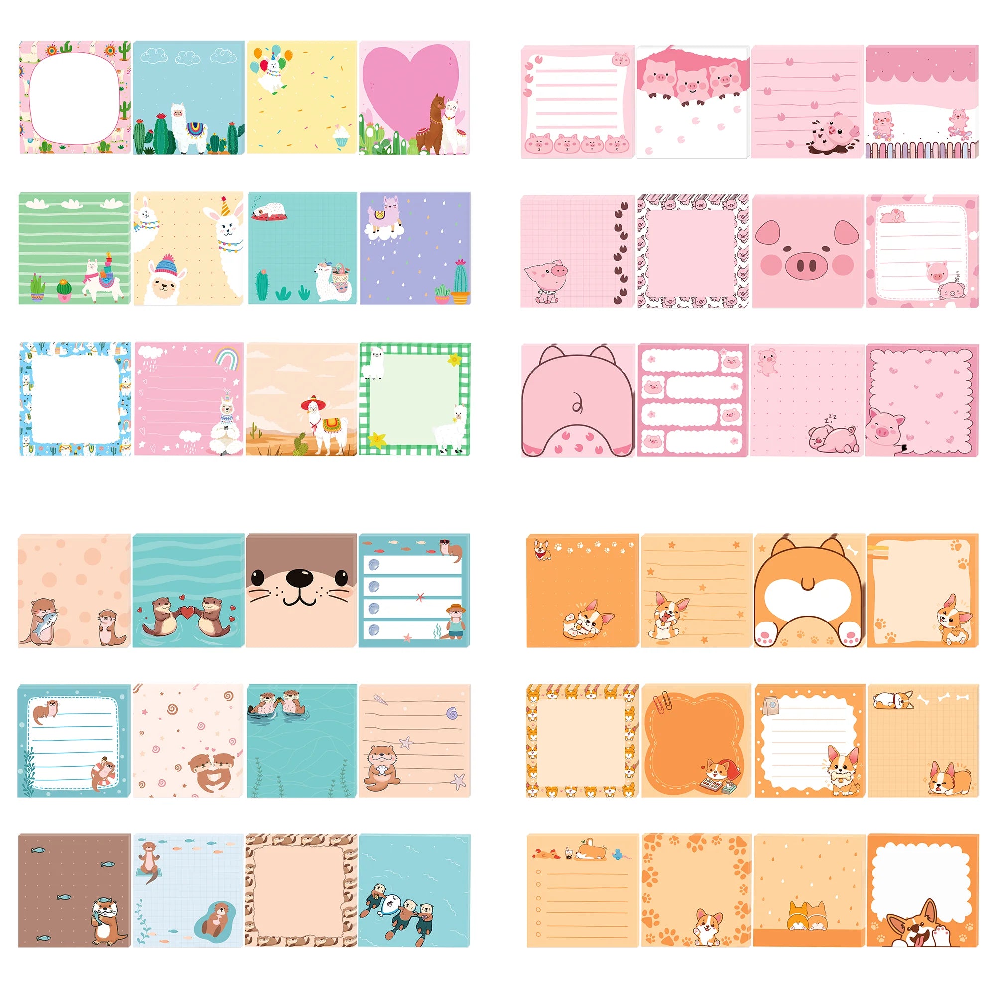 12/24pcs Cute Animals Sticky Notes Set, Refrigerator Memo Pads,Self-Stick Dog Cat Notes Pads for Home Office Gifts Supplies