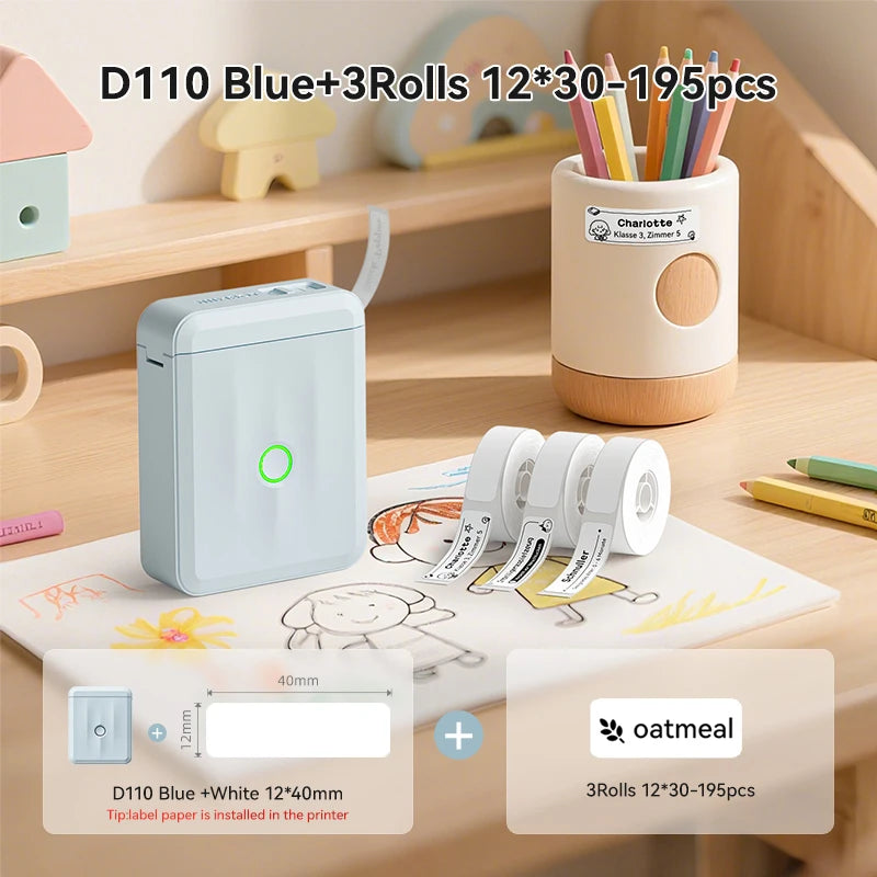 NIIMBOT D110 Upgraded Version Thermal Label Printer Mini Portable Name Tag Label Maker With Tape for Office Home Kitchen School