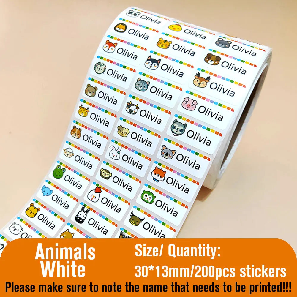 200Pcs Customize Waterproof First Name Sticker Personlized Tag Stickers Children Stationery Pencil Labels Decal for Kids School