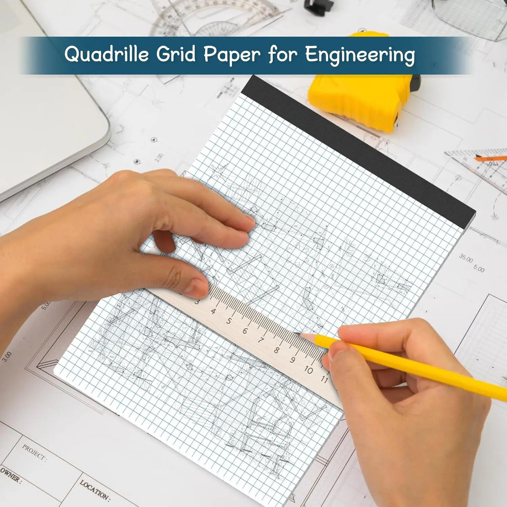 Large Blueprint Quad Grid Notebook Graph Paper Draft Sketch Book Letter Size Engineering Design Drawing Notepad Office School Us