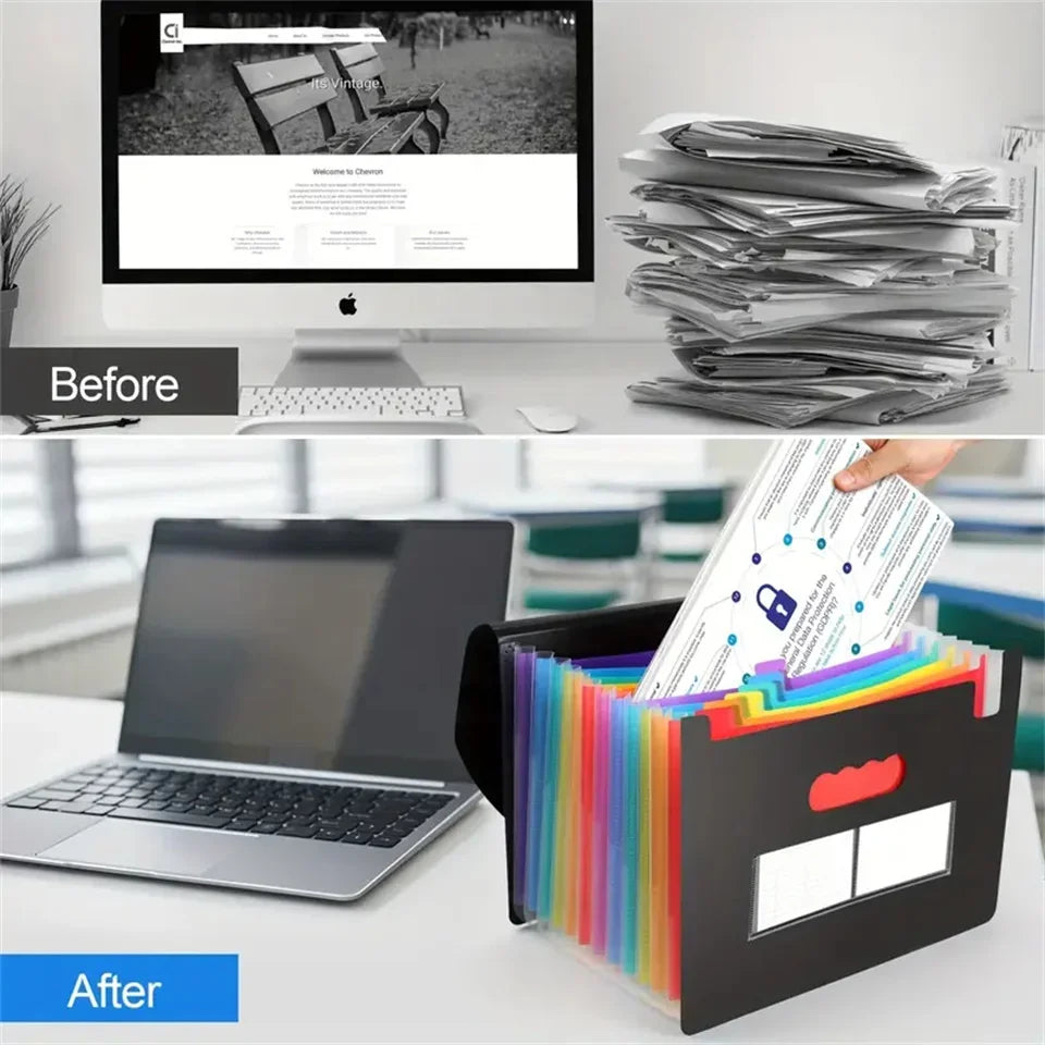 Rainbow 12-24-37Pocket Expanding File - A4 Accordion Folder, Portable Document/Bill/Receipt Holder for Organizing