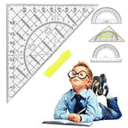 Plastic Set Square Professional With Handle Drafting Tools Scale Ruler Geometry Transparent Angle Protractor School Office