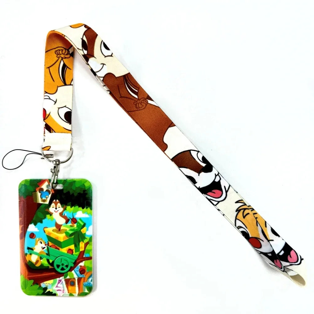 Disney's Credential Holder Mickey Mouse Lanyard Bear Phone Rope ID Card Badge Holder Princess Neck Strap Cartoon Keychain Gift