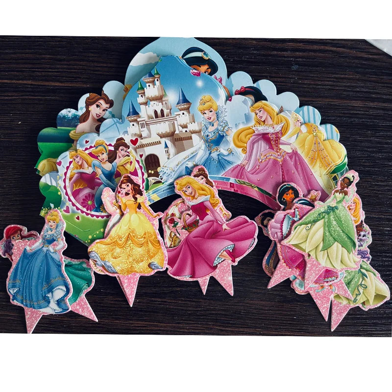 Princess Party Supplies Birthday Disposable Tableware Set  Tablecloth Paper  Plate Napkin for Kid Girl Birthday Supplies