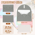 25Sets Mini Envelopes with Heart Clasp 9x5.4cm Blank Note Cards with 10.5x7.5cm Envelopes for Gift Wedding Invitation Graduation