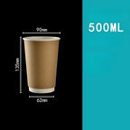 50pcs/pack Kraft Paper Bubble Tea Cup Double-layer Heat-insulating Paper Cup Disposable Thick Hollow Coffee Cup Accept Customize