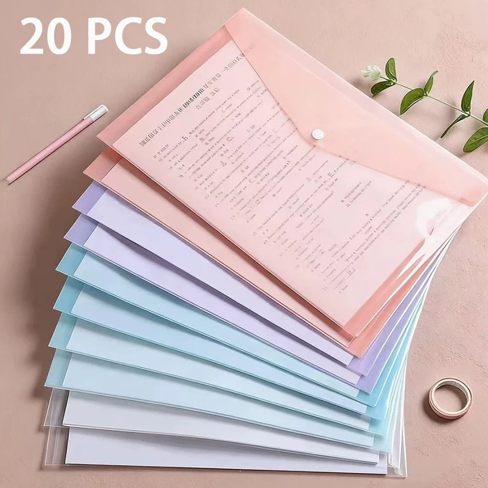 5-50Pcs A4 Transparent Plastic File Folders, Waterproof PP Document Storage Bags - For Student Test Papers & Office Organization